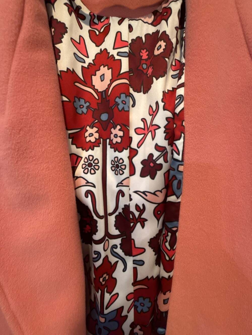 Crosby by Mollie Burch Pink Belted Wool Blend Coat with Floral Lining - Picture 4 of 5